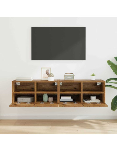 Mobiletti TV da Parete 2 pcs Legno vecchio 60 x 30 x 30 cm