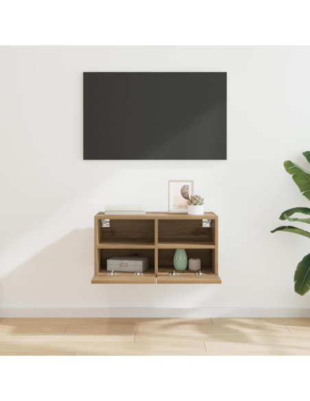 Mobile TV da parete Rovere artigianale 60 x 30 x 30 cm