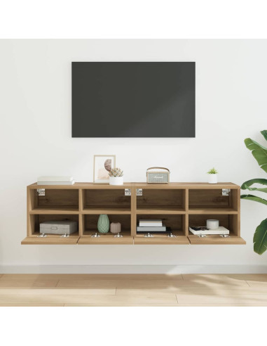 Mobiletti TV da Parete 2 pcs Rovere artigianale 60 x 30 x 30 cm
