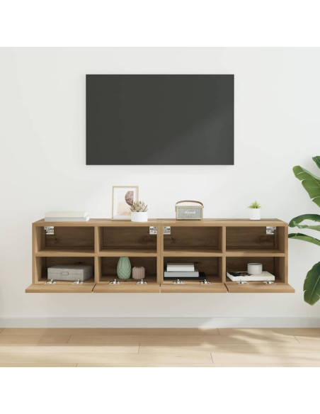 Mobiletti TV da Parete 2 pcs Rovere artigianale 60 x 30 x 30 cm