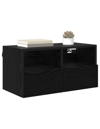 Mobile TV da parete Rovere Nero 60 x 30 x 30 cm