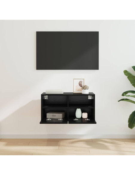 Mobile TV da parete Rovere Nero 60 x 30 x 30 cm