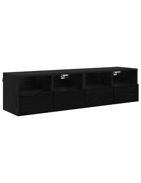 Mobiletti TV da Parete 2 pcs Rovere Nero 60 x 30 x 30 cm