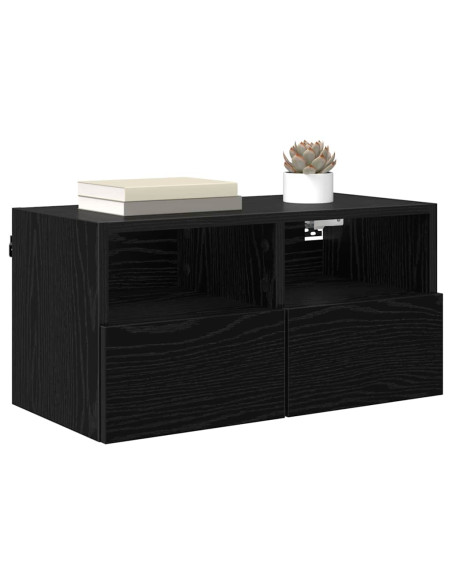 Mobiletti TV da Parete 2 pcs Rovere Nero 60 x 30 x 30 cm