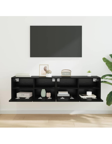 Mobiletti TV da Parete 2 pcs Rovere Nero 60 x 30 x 30 cm