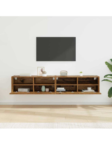 Mobiletti TV da Parete 2 pcs Legno vecchio 80 x 30 x 30 cm