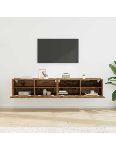 Mobiletti TV da Parete 2 pcs Legno vecchio 80 x 30 x 30 cm