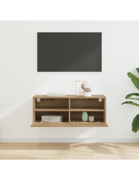 Mobile TV da parete Rovere artigianale 80 x 30 x 30 cm