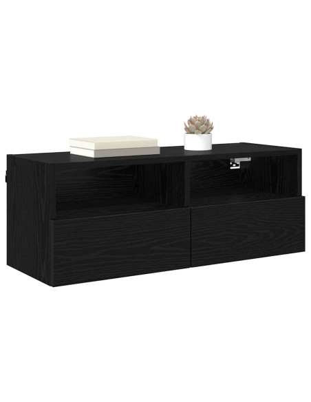 Mobiletti TV da Parete 2 pcs Rovere Nero 80 x 30 x 30 cm