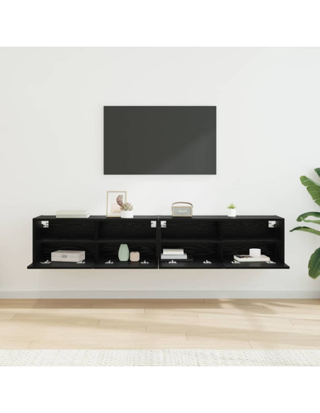 Mobiletti TV da Parete 2 pcs Rovere Nero 80 x 30 x 30 cm