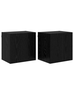 Mobiletti TV da Parete 2 pcs Rovere Nero 40,5x30x40cm 2