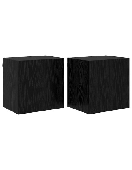Mobiletti TV da Parete 2 pcs Rovere Nero 40,5x30x40cm
