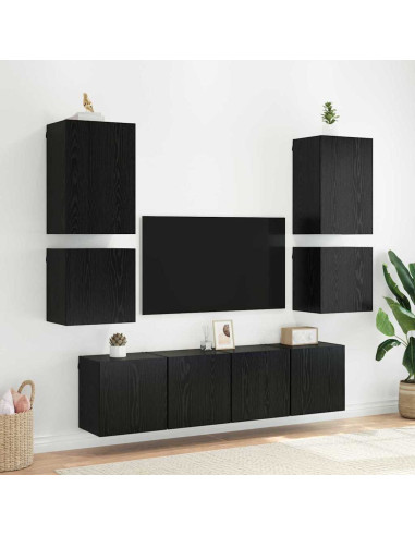 Mobiletti TV da Parete 2 pcs Rovere Nero 40,5x30x40cm