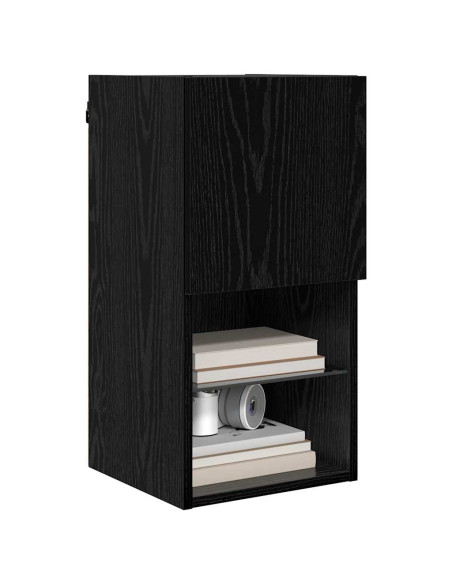 Mobile TV da Parete Rovere Nero 30,5 x 30 x 60 cm