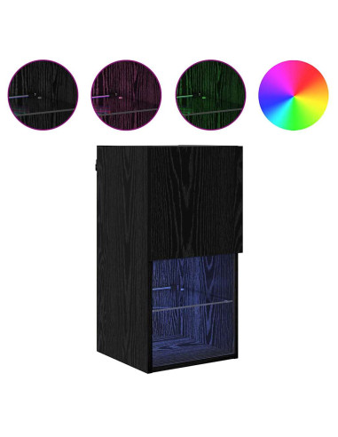 Mobile TV da Parete Rovere Nero 30,5 x 30 x 60 cm