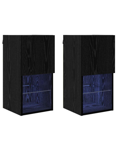 Mobiletti TV a parete 2 pcs Rovere Nero 30,5 x 30 x 60 cm