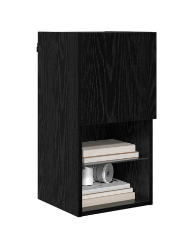 Mobiletti TV a parete 2 pcs Rovere Nero 30,5 x 30 x 60 cm