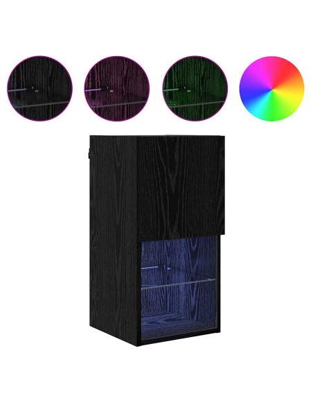 Mobiletti TV a parete 2 pcs Rovere Nero 30,5 x 30 x 60 cm