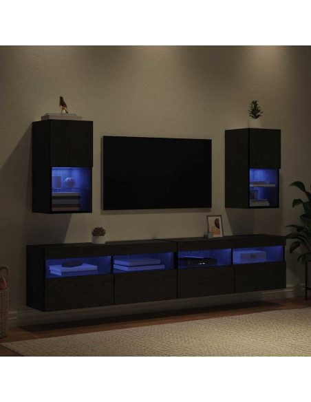 Mobiletti TV a parete 2 pcs Rovere Nero 30,5 x 30 x 60 cm