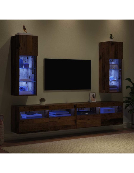 Mobiletti TV a parete 2 pcs Legno vecchio 30,5 x 30 x 90 cm