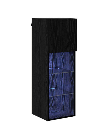 Mobile TV da Parete Rovere Nero 30,5 x 30 x 90 cm