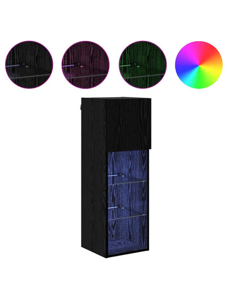 Mobile TV da Parete Rovere Nero 30,5 x 30 x 90 cm