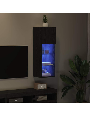 Mobile TV da Parete Rovere Nero 30,5 x 30 x 90 cm