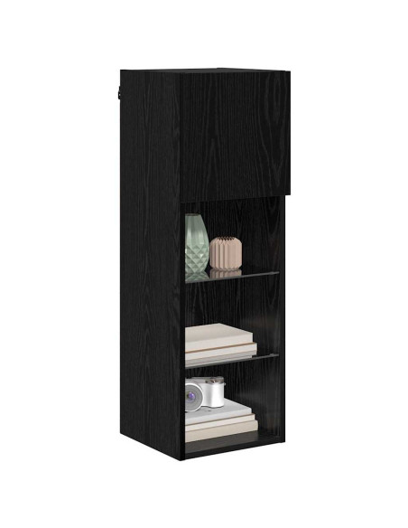 Mobiletti TV a parete 2 pcs Rovere Nero 30,5 x 30 x 90 cm