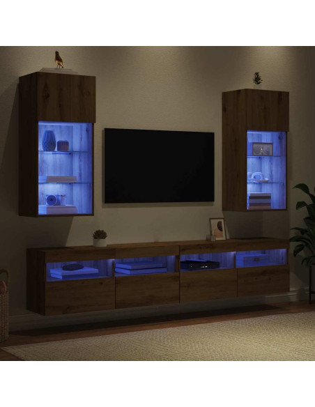 Mobiletti TV a parete 2 pcs Rovere artigianale