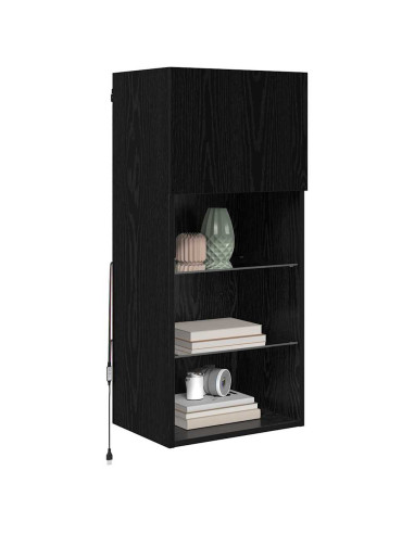 Mobile TV da Parete Rovere Nero 40,5 x 30 x 90 cm