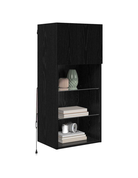 Mobiletti TV a parete 2 pcs Rovere Nero 40,5 x 30 x 90 cm