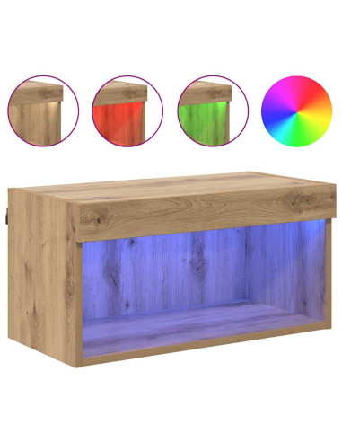 Set mobile TV con led Rovere artigianale Legno multistrato