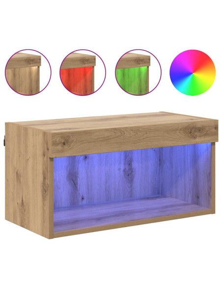 Set mobile TV con led Rovere artigianale Legno multistrato