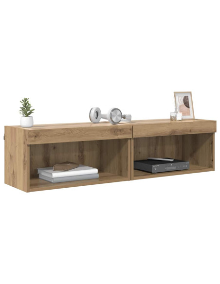 Set mobile TV con led Rovere artigianale Legno multistrato