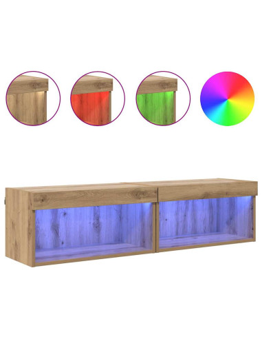 Set mobile TV con led Rovere artigianale Legno multistrato