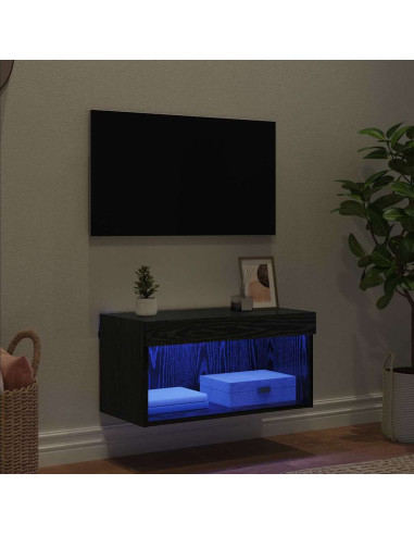 Set mobile TV con led Rovere Nero Legno multistrato