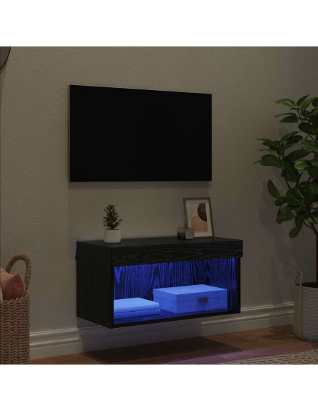 Set mobile TV con led Rovere Nero Legno multistrato