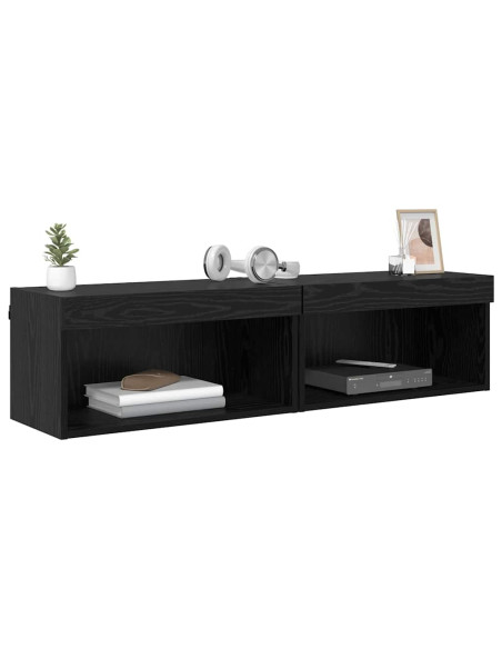 Set mobile TV con led Rovere Nero Legno multistrato