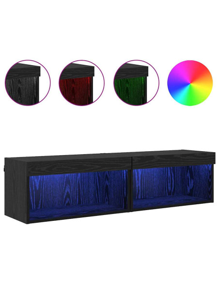 Set mobile TV con led Rovere Nero Legno multistrato