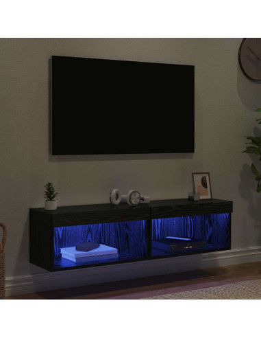 Set mobile TV con led Rovere Nero Legno multistrato