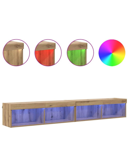 Set mobile TV con led Rovere artigianale Legno multistrato