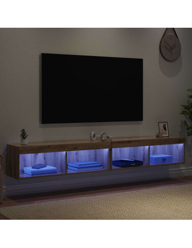 Set mobile TV con led Rovere artigianale Legno multistrato