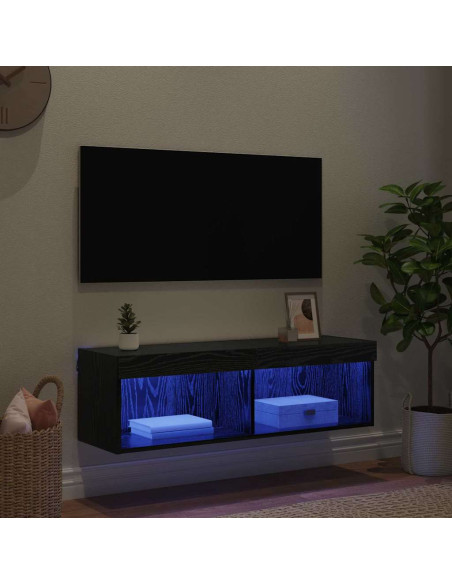 Mobile TV da parete Panama Rovere Nero 100 x 30 x 30 cm