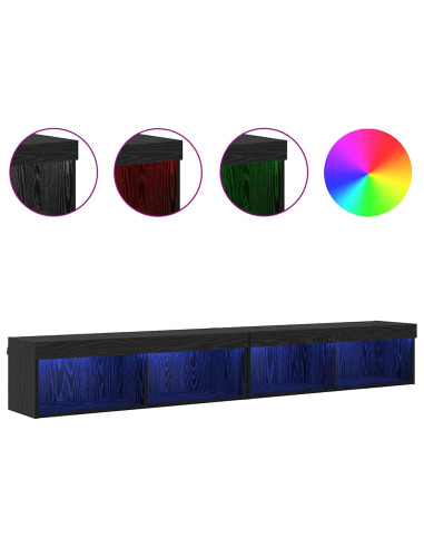 Set mobile TV con led Rovere Nero Legno multistrato