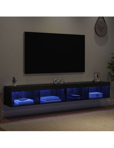 Set mobile TV con led Rovere Nero Legno multistrato