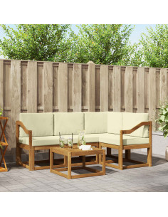 Set di divani da esterno con cuscino 5 pcs Naturale e Crema
