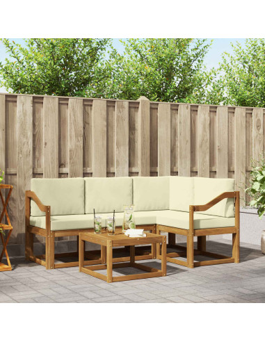 Set di divani da esterno con cuscino 5 pcs Naturale e Crema