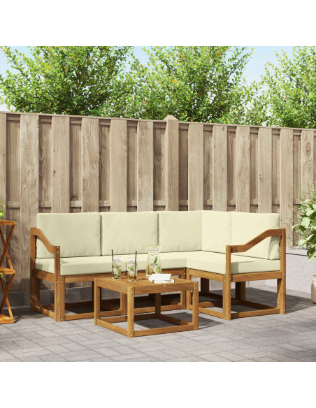 Set di divani da esterno con cuscino 5 pcs Naturale e Crema