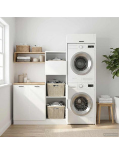 Set di armadi per lavanderia 2 pcs Bianco Legno ingegnerizzato