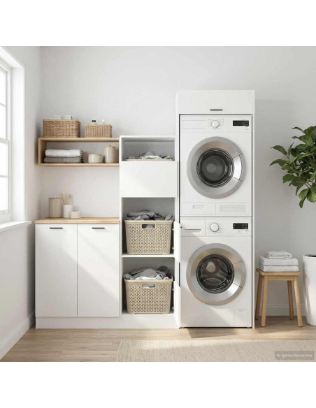 Set di armadi per lavanderia 2 pcs Bianco Legno ingegnerizzato
